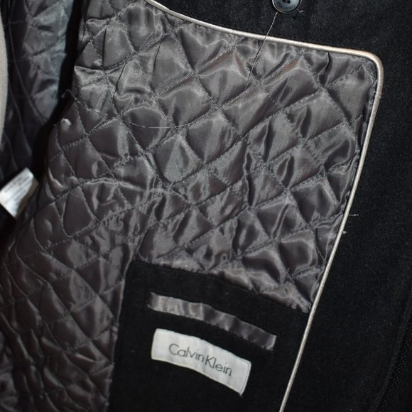 Calvin Klein Black Wool-blend Zip-up/Snap Over Coat - Picture 10 of 12